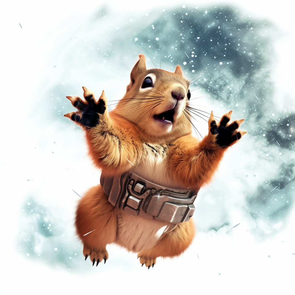 Cute squirrel cartoon reaching for the stars