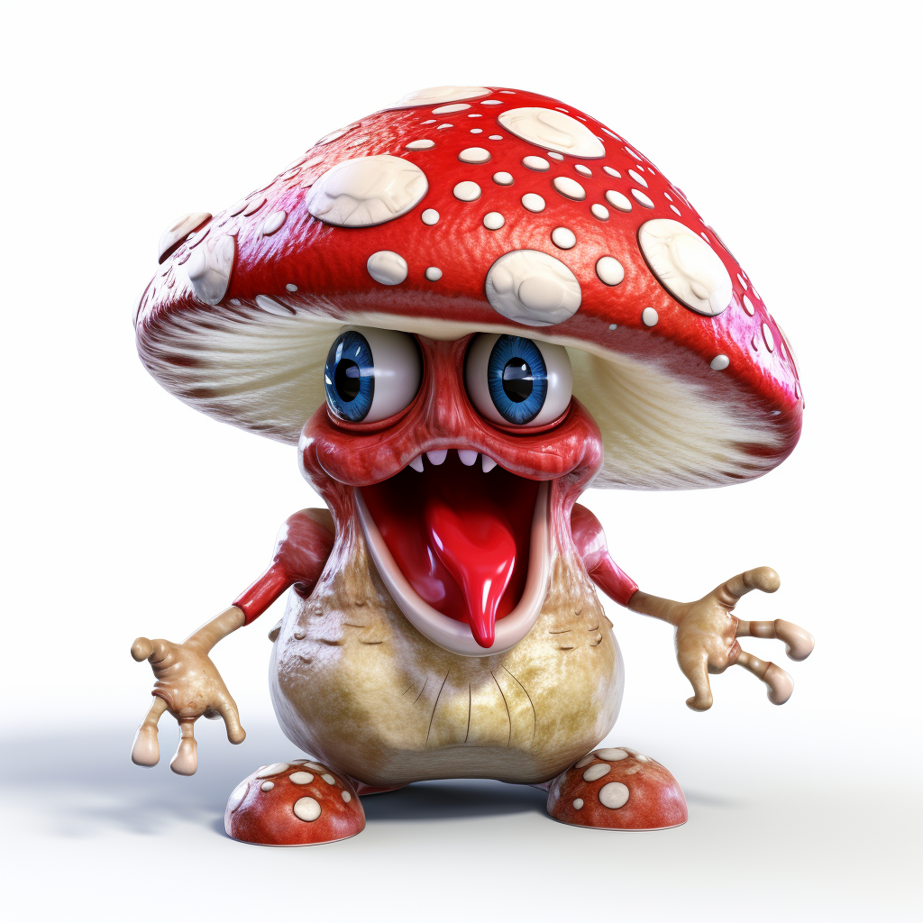 Funny Toadstool Character on White Background