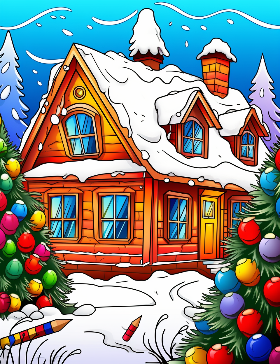 Funny Christmas cartoon coloring pages for kids
