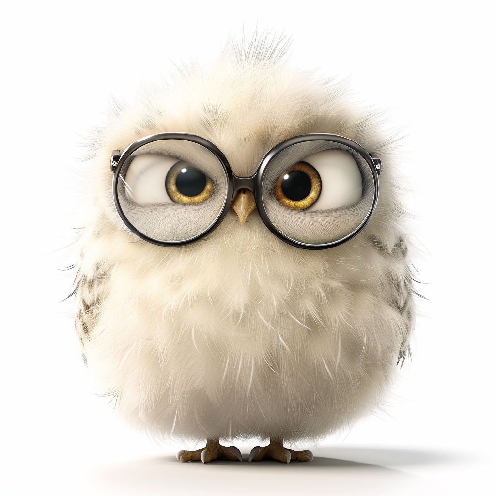 Funny embarrassed fluffy birds with glasses