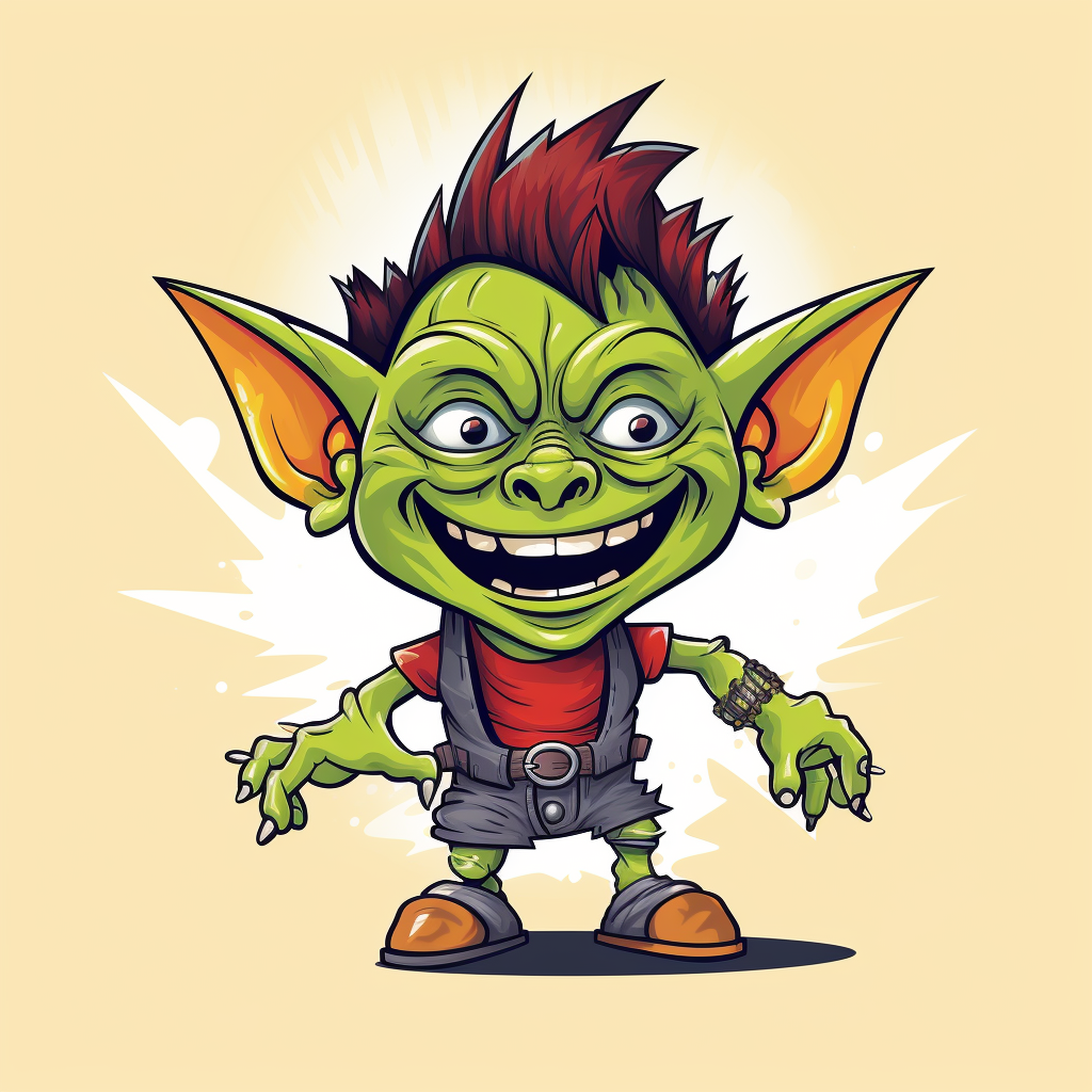 Cute Funny Goblin Chibi in Playful Cartoon Style