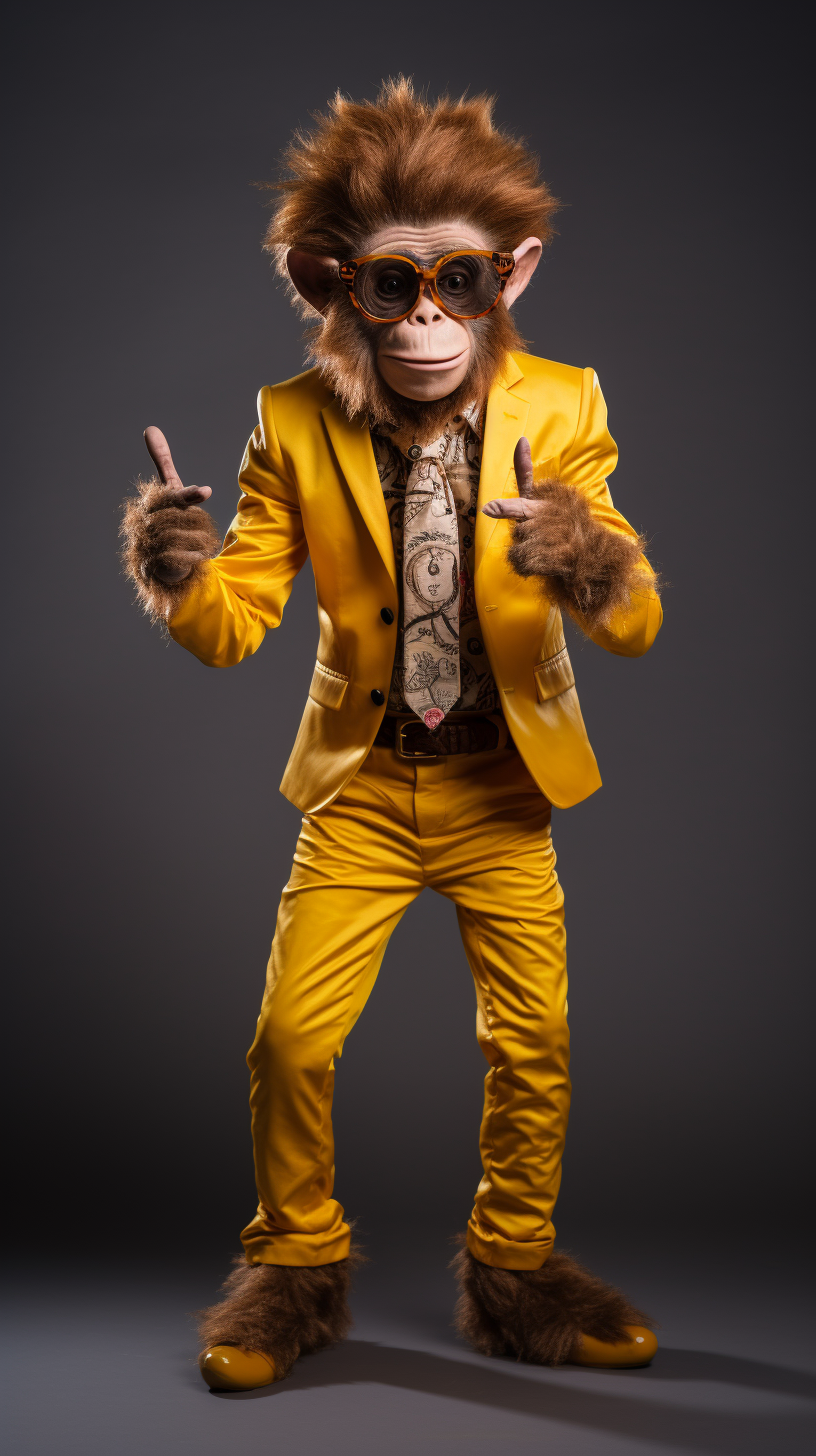 Funny man wearing monkey costume