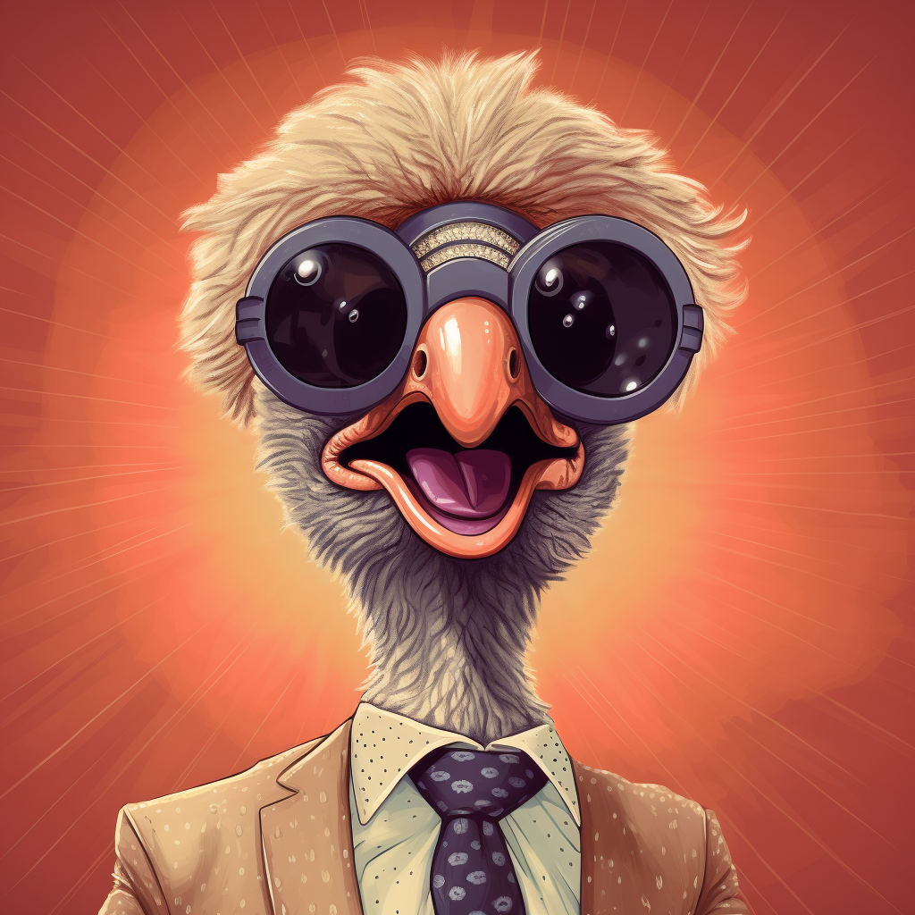 Anthropomorphic Ostrich with Sunglasses