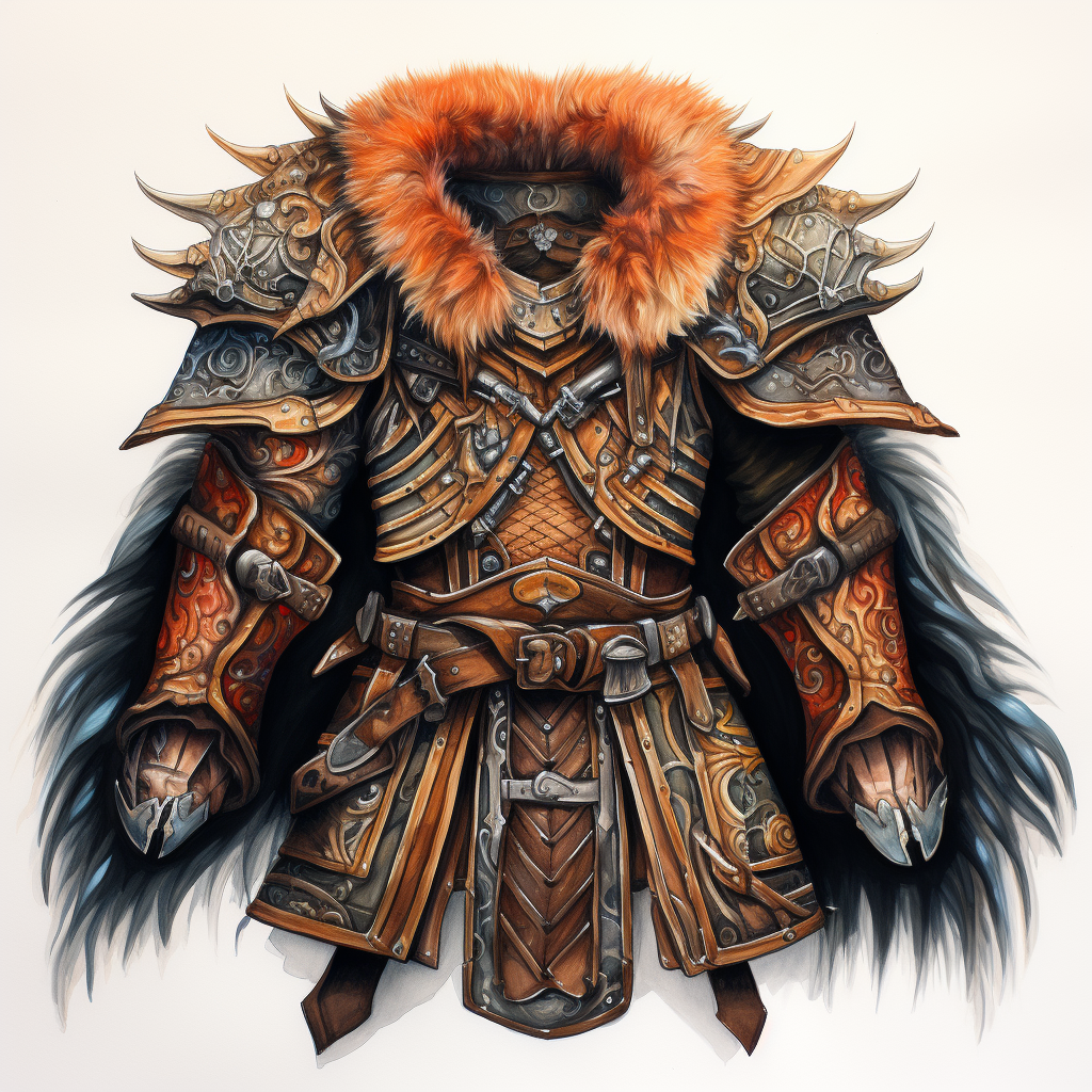 Beautiful Fur and Hide Fantasy Armor Jacket Design