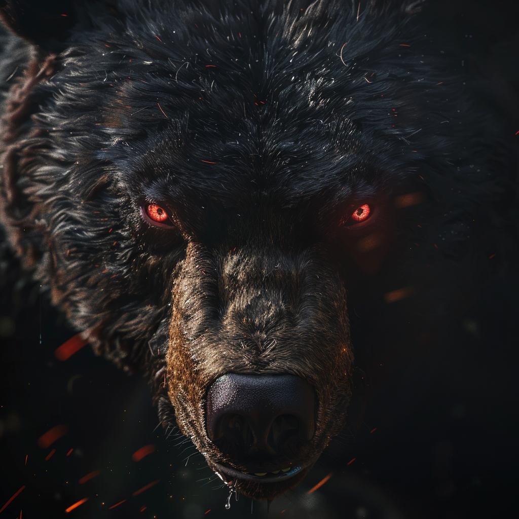 Angry bear with red eyes