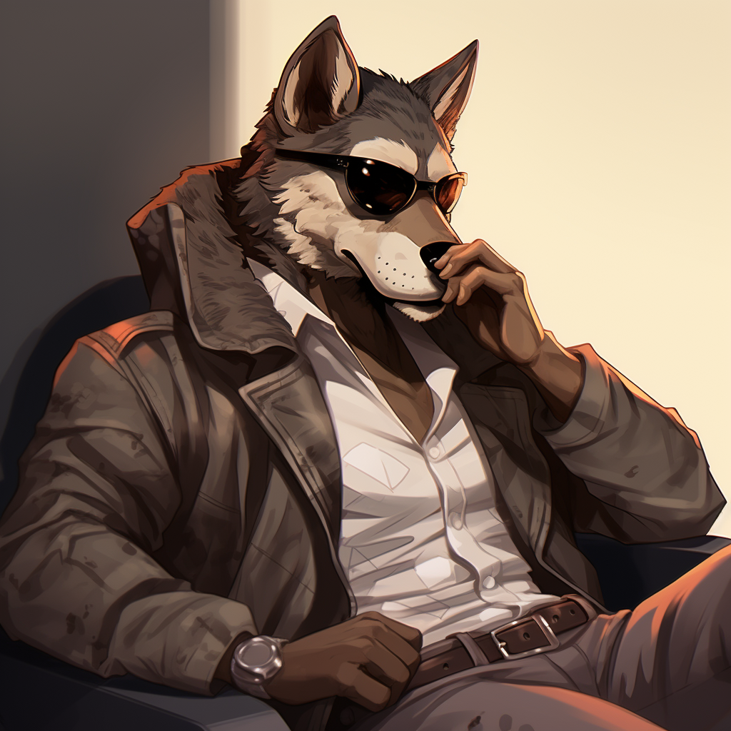 Furry anthro wolf cartel member illustration