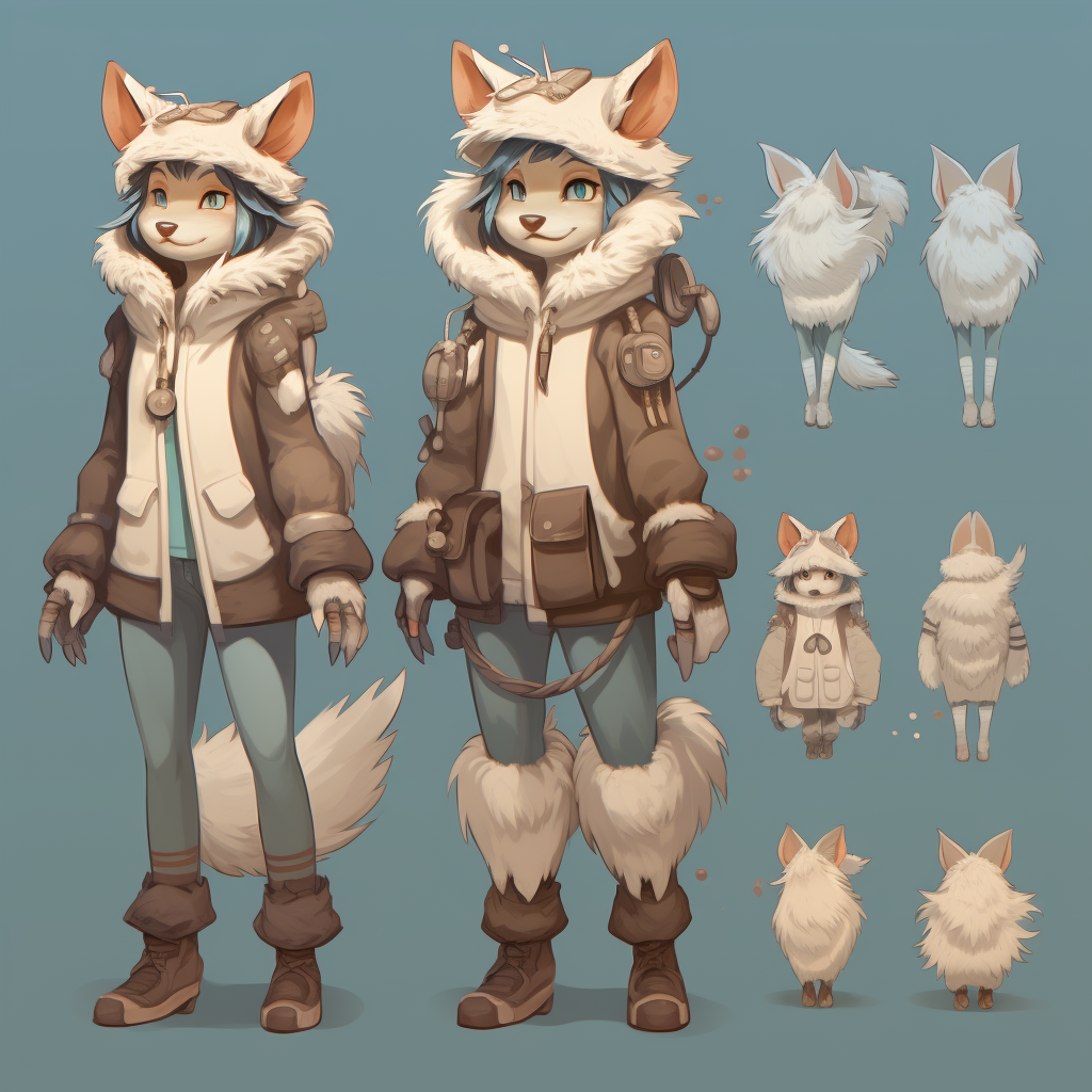 Anime-style icy explorer fursona