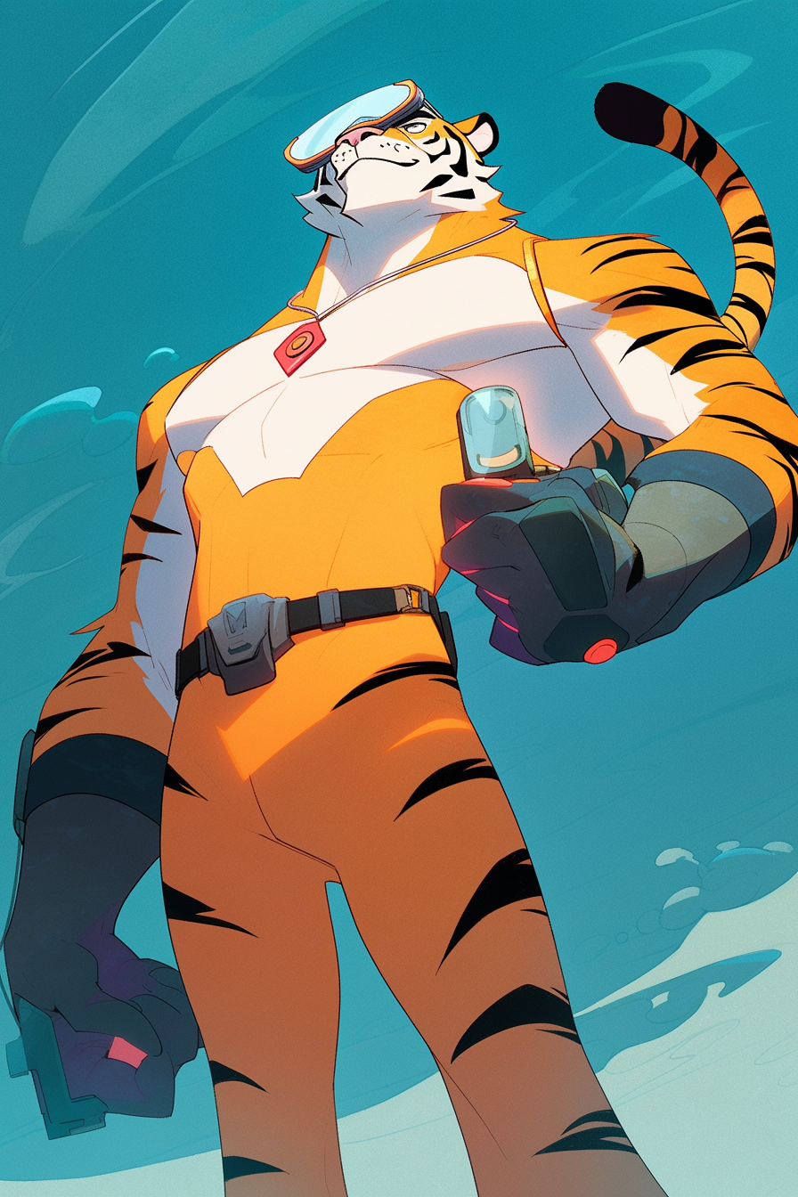 Illustration of a Male Furry Tiger Superhero