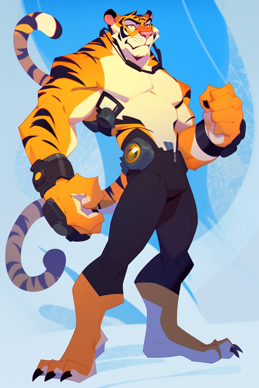 Illustration of furry tiger superhero wearing goggles