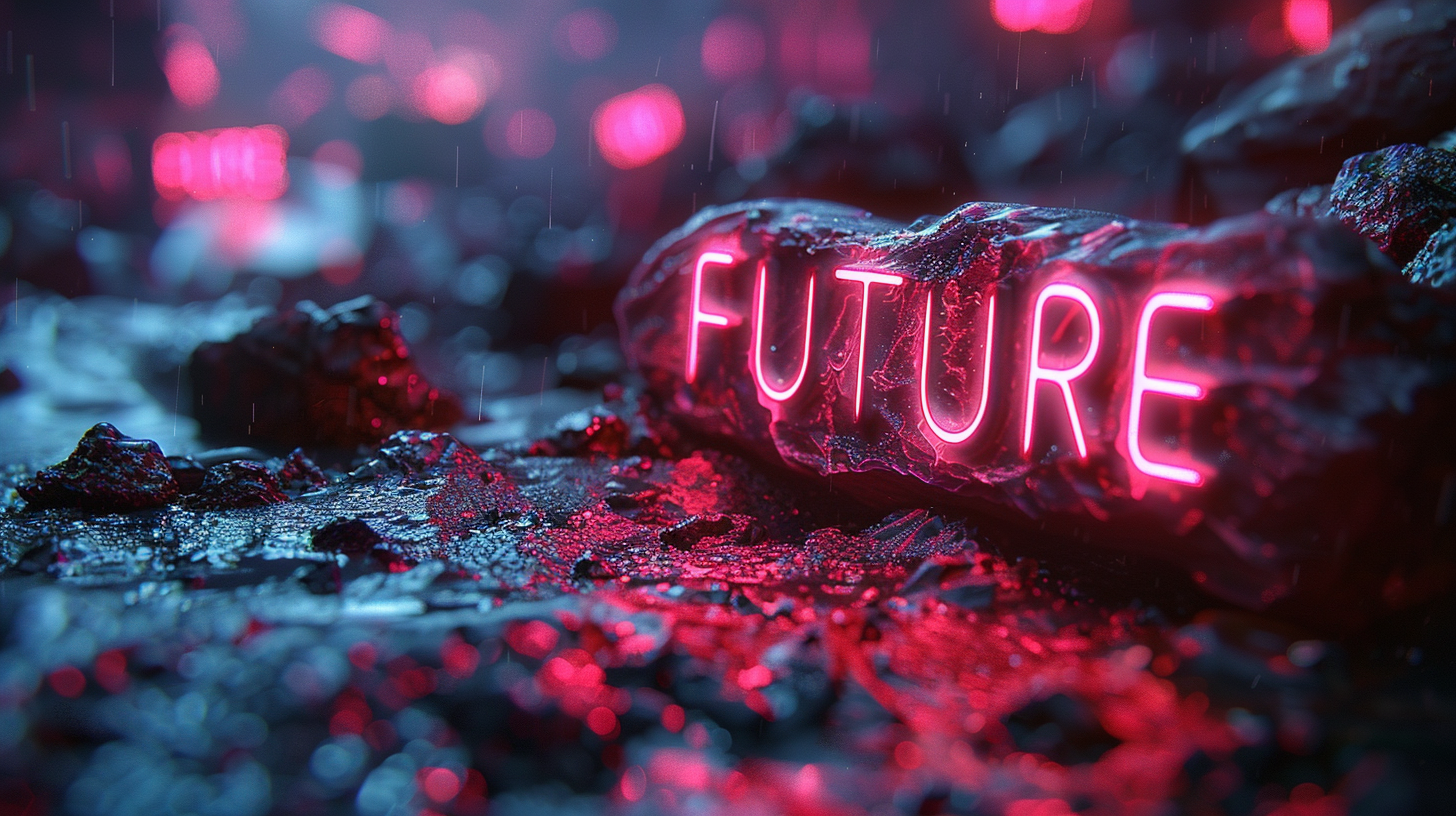 holographic future cult lettering design