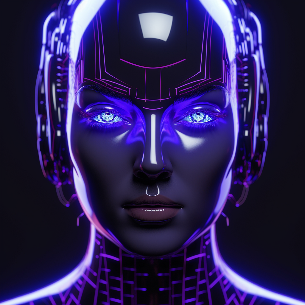 futuristic neon face 3D render