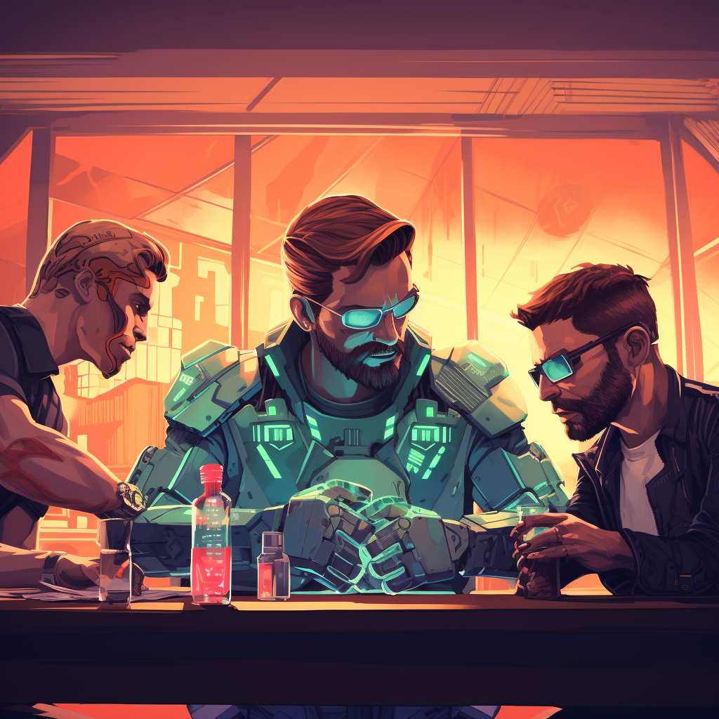 Super cool dudes playing poker