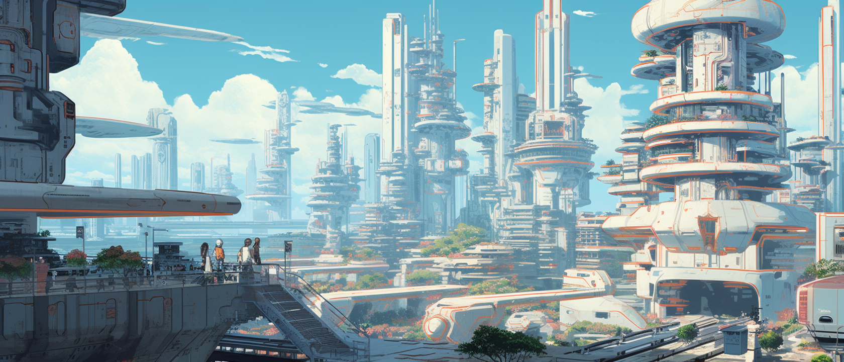 Futuristic Solar Punk City in Anime Style