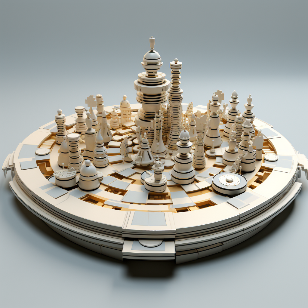 Futuristic chess board with advanced gameplay