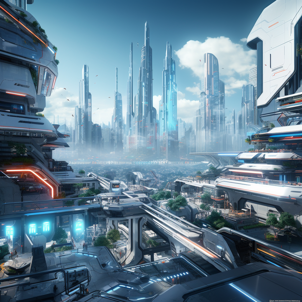 Concept art of futuristic cityscape