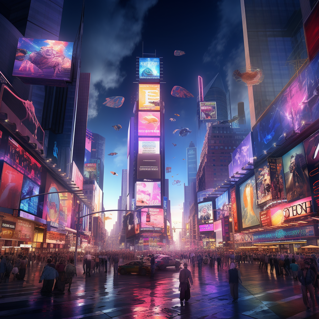 Vibrant Times Square in the Future