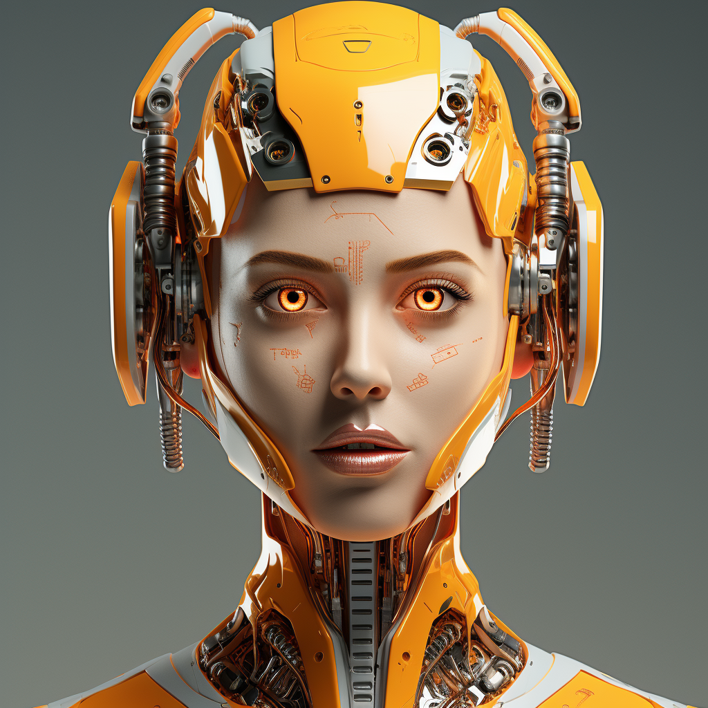 Futuristic AI Robot Woman with Creative Idea