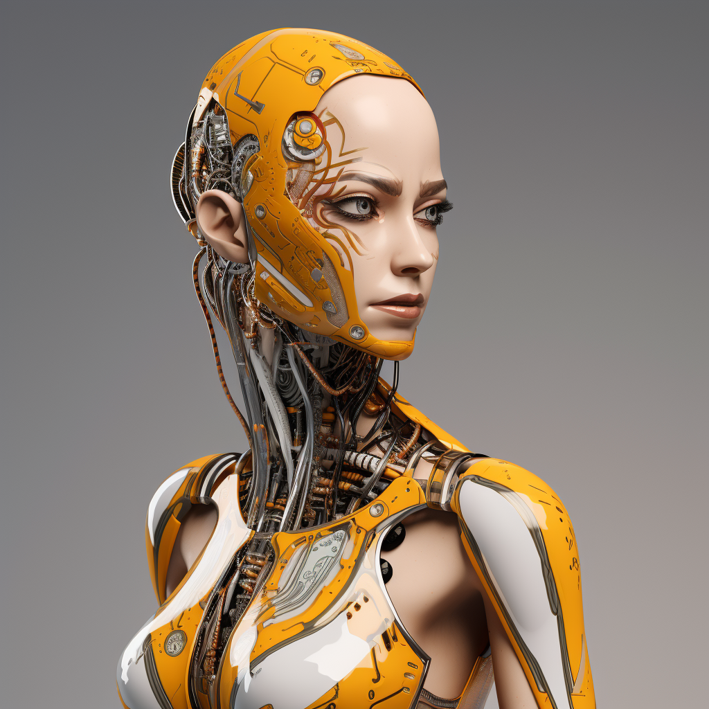 Futuristic AI Robot Woman with Creative Idea