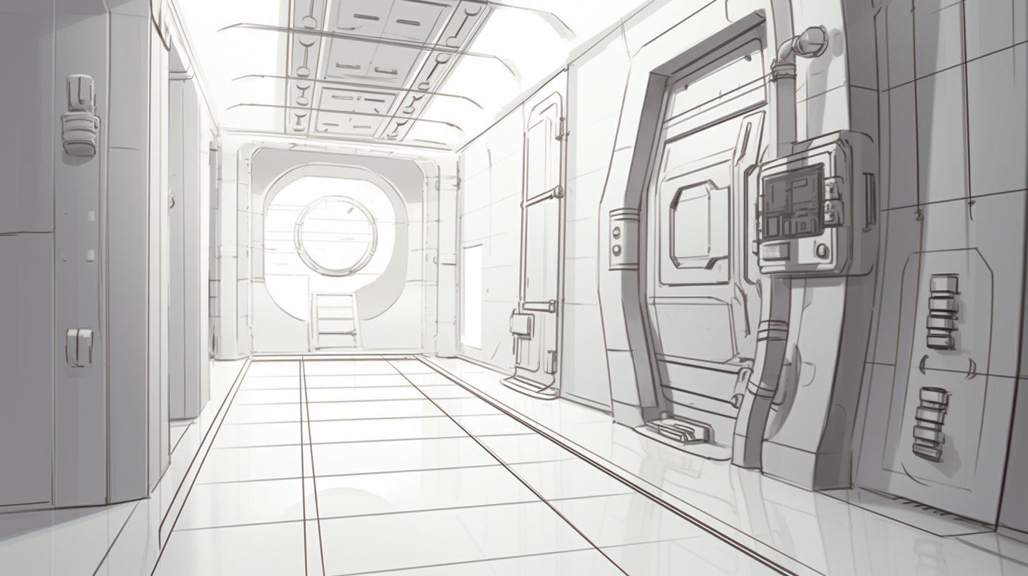 Futuristic Anime High Security Door Sketch