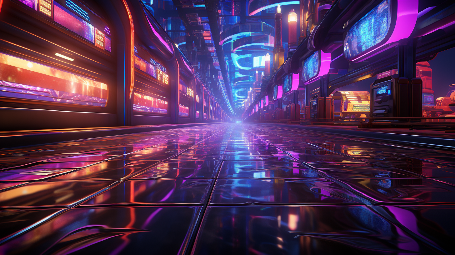 futuristic arcade tron aesthetic neon colors