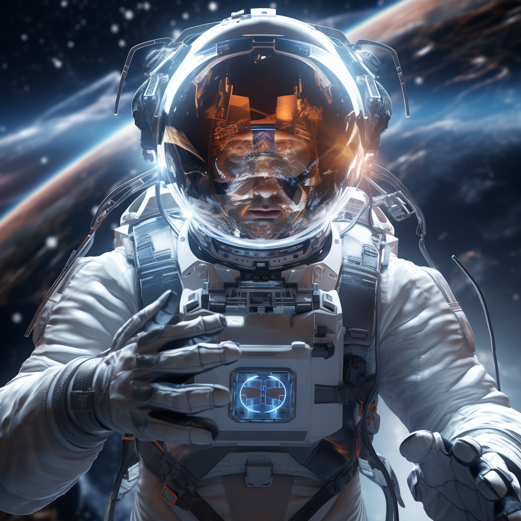 Futuristic astronaut in advanced space suit