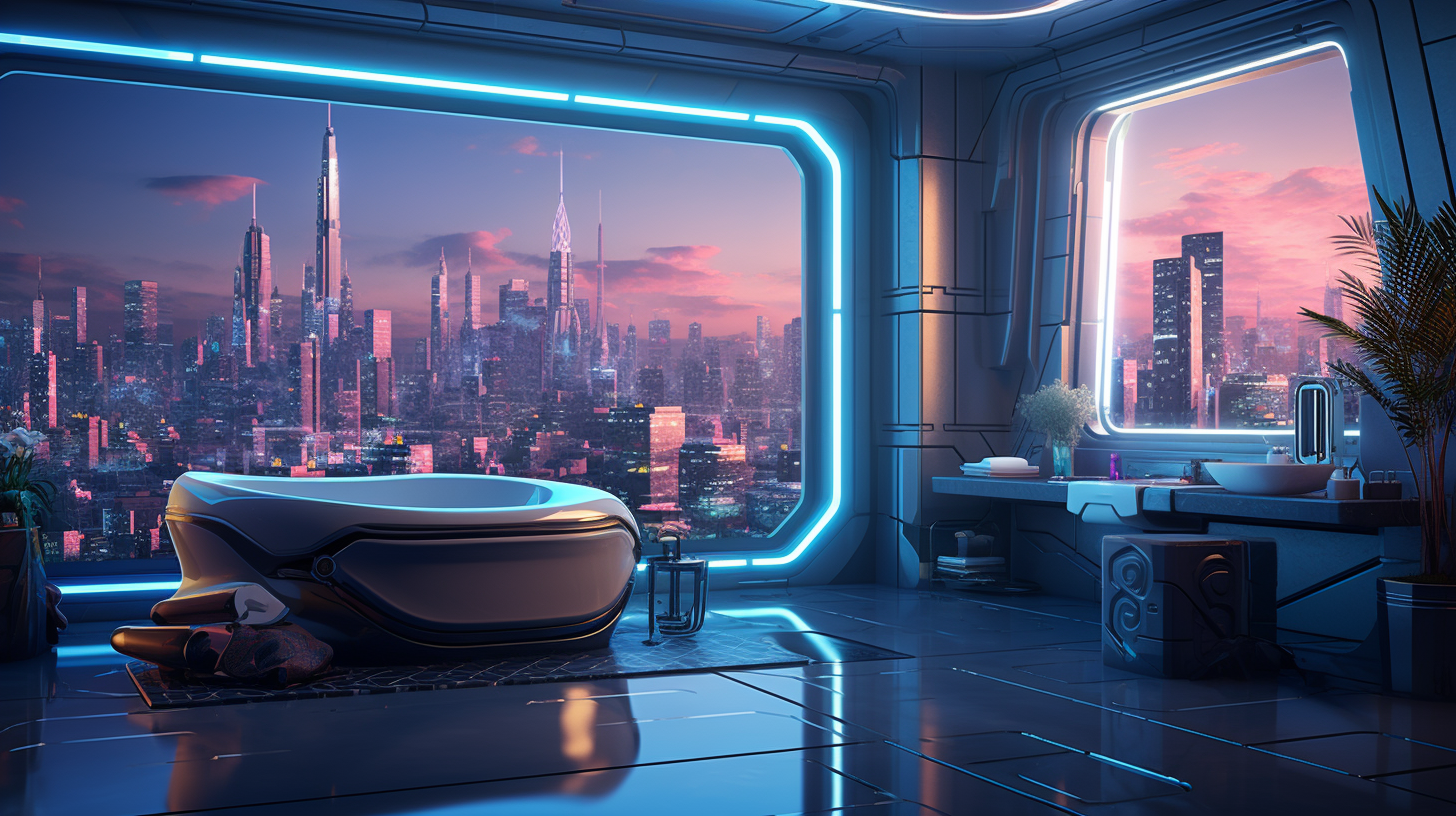 Futuristic Bathroom with Neon Lights