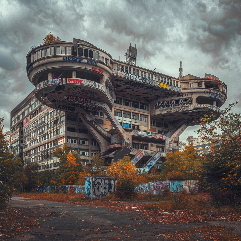 Berlin Futuristic Hospital Graffiti Trees