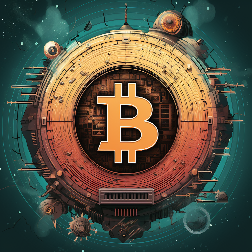 50s style futuristic bitcoin poster