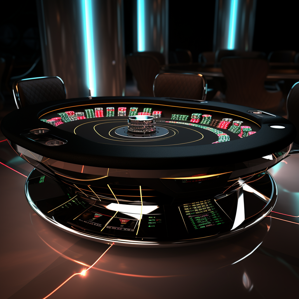 Futuristic blackjack table at modern casino