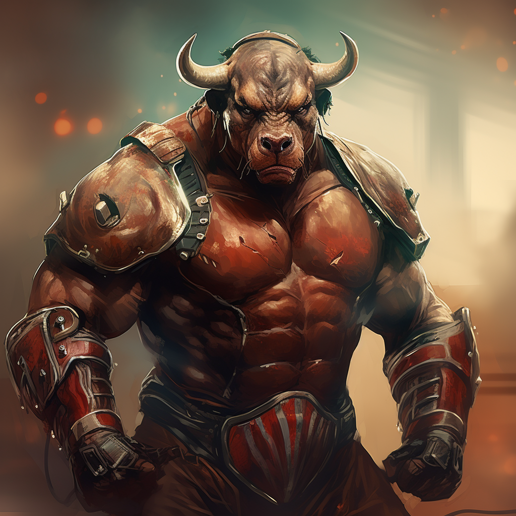 Futuristic boxing bull ready for ring fight