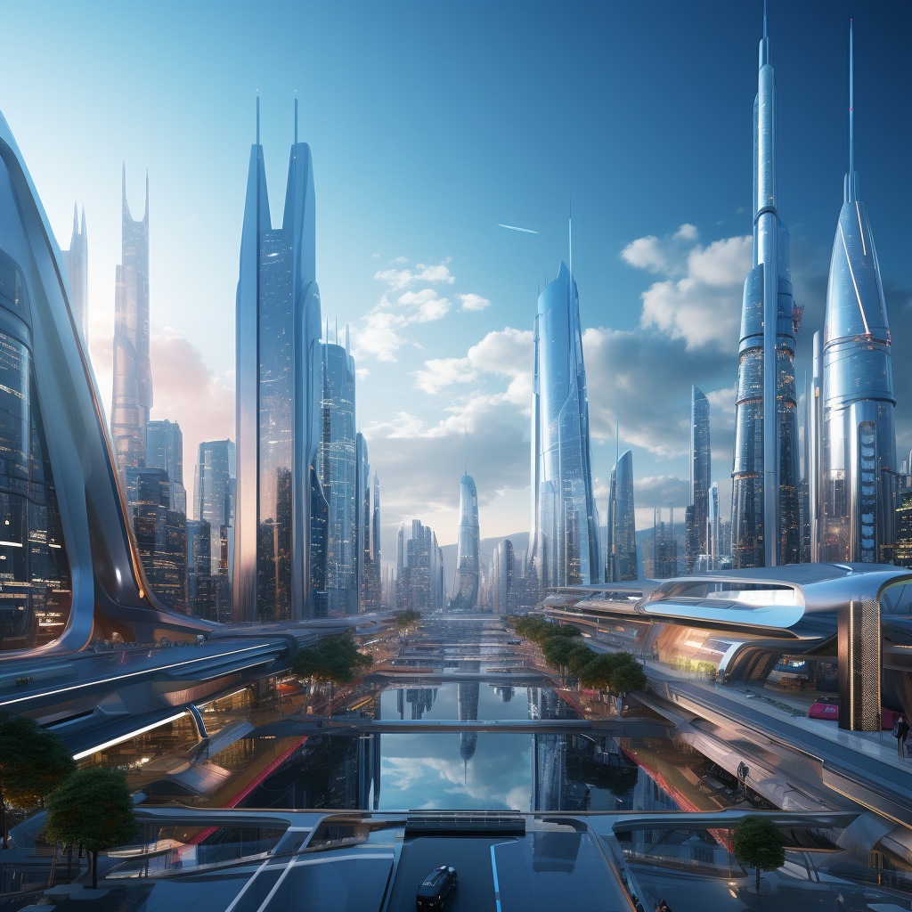 Futuristic cityscape with modern architecture