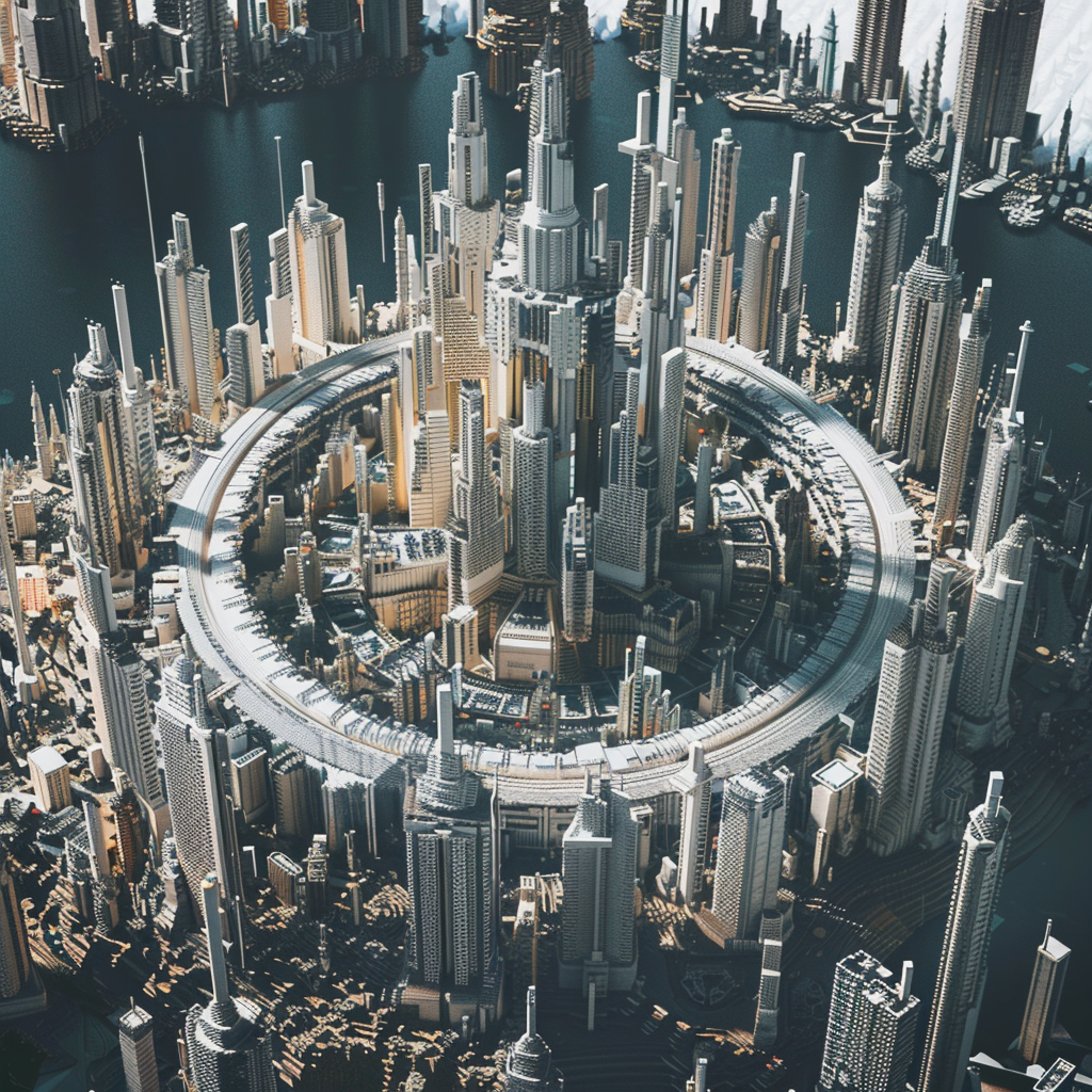 3D futuristic city sculpture art