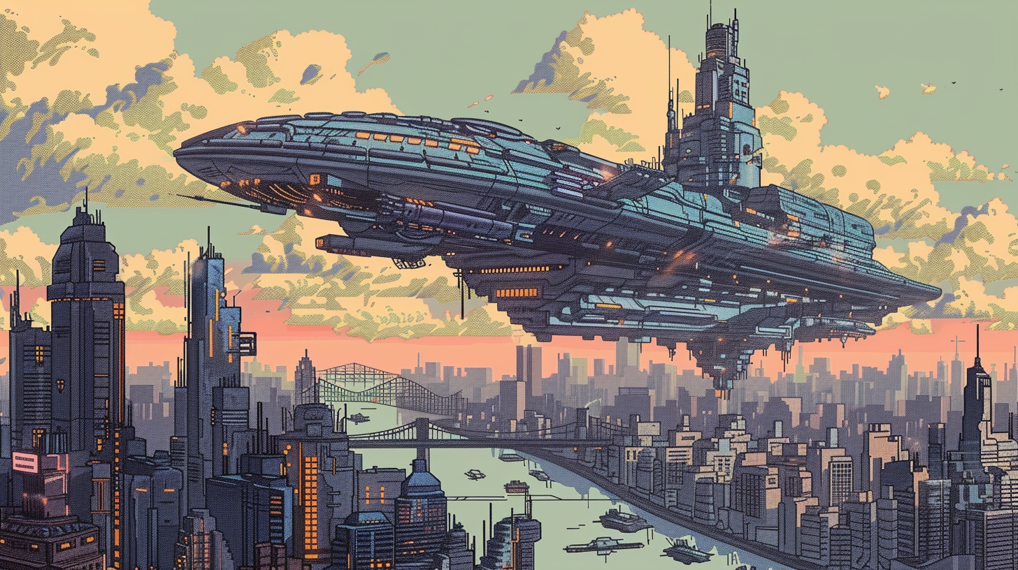 Illustration of futuristic city skyscrapers