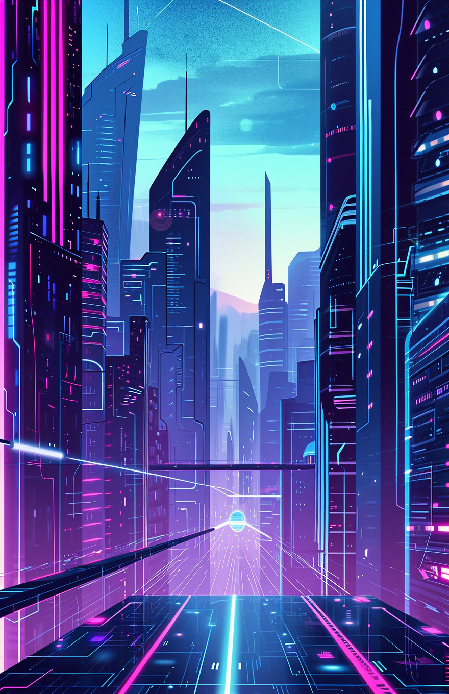 Futuristic cityscape vector illustration