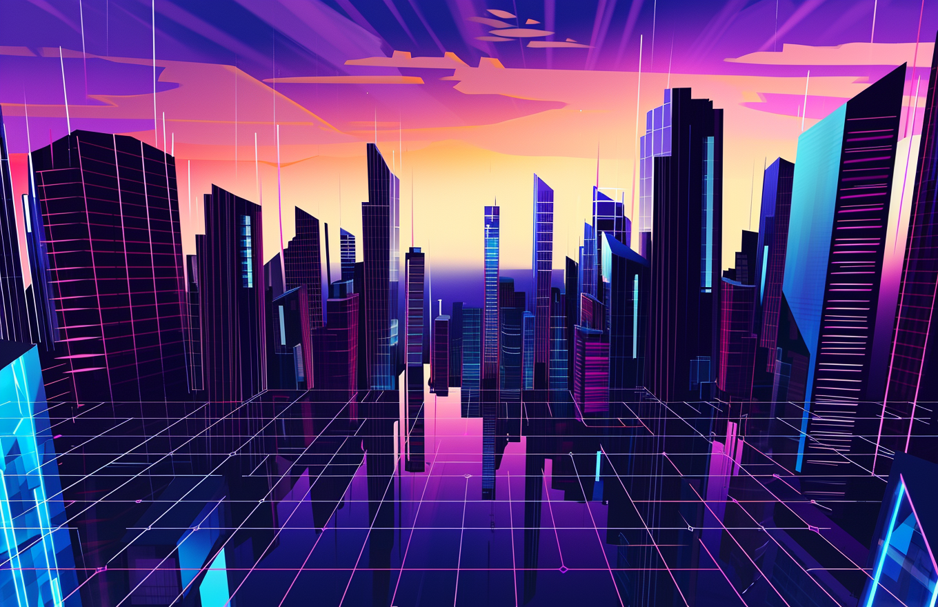 Futuristic cityscape vector art