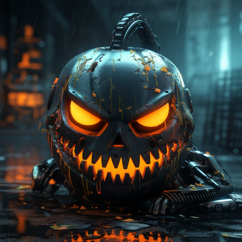 Colorful cyberpunk halloween pumpkin