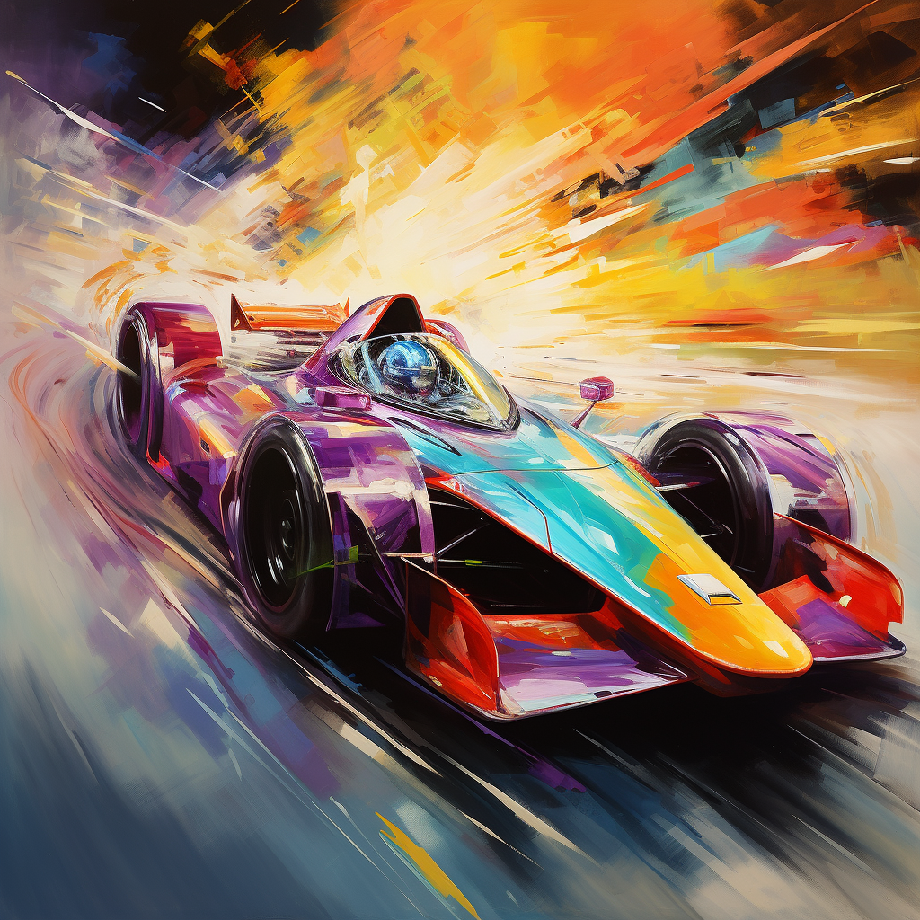 Futuristic concept racing car oil painting