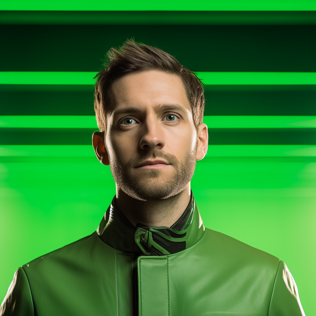 Confident man on chroma key background