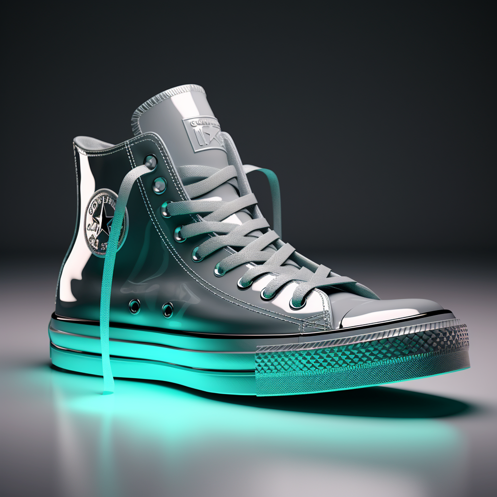 Futuristic Converse Chrome Grey Shoe with Logo