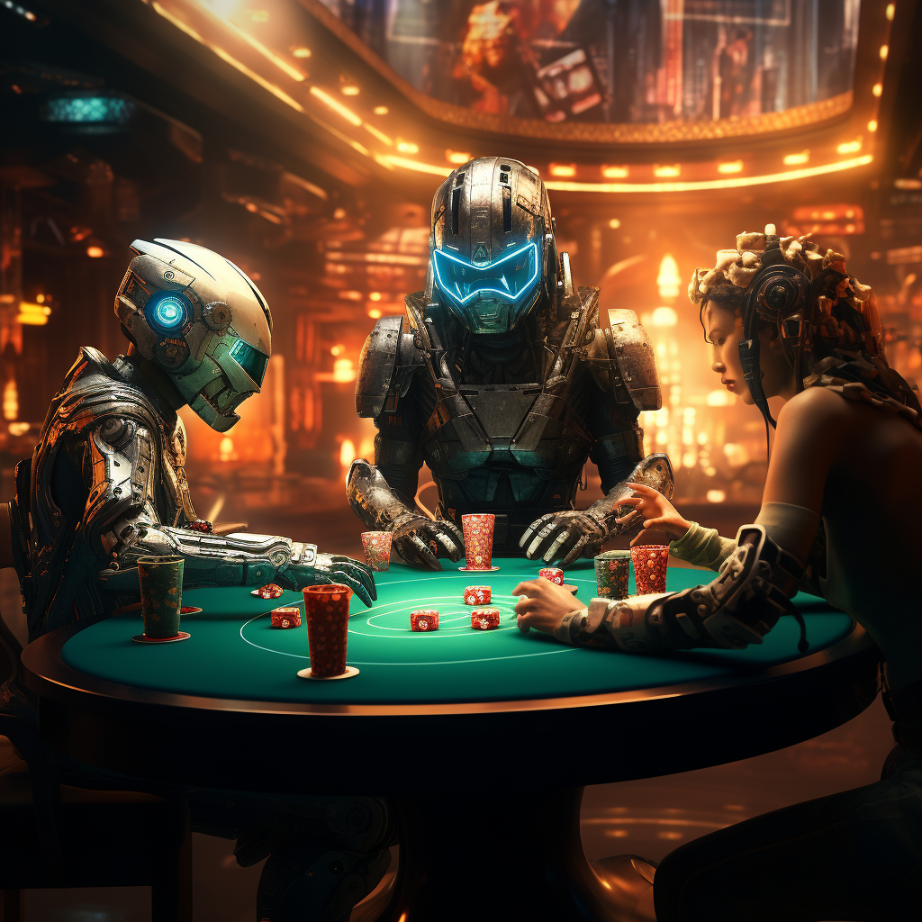 Futuristic Cyborgs Playing Poker in Spaceships