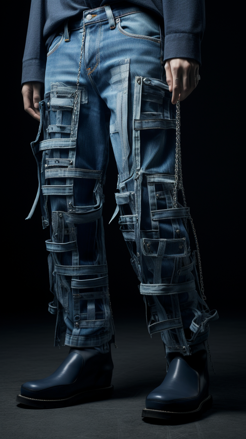 Futuristic denim jeans in style