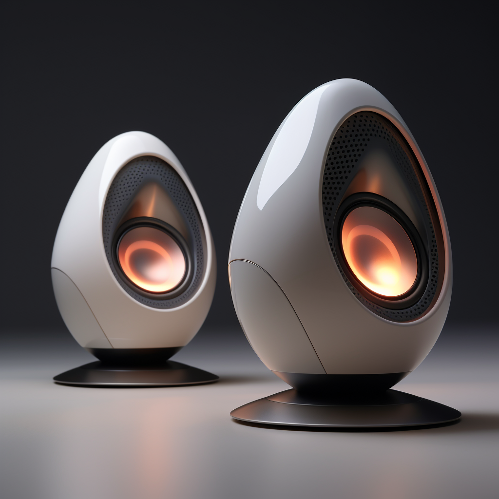 A futuristic desktop speaker in science