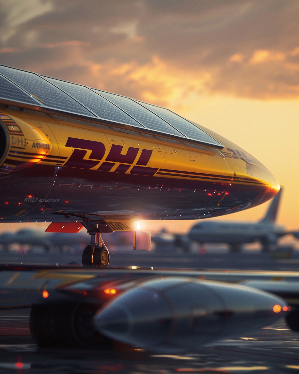 DHL airplane with solar panels