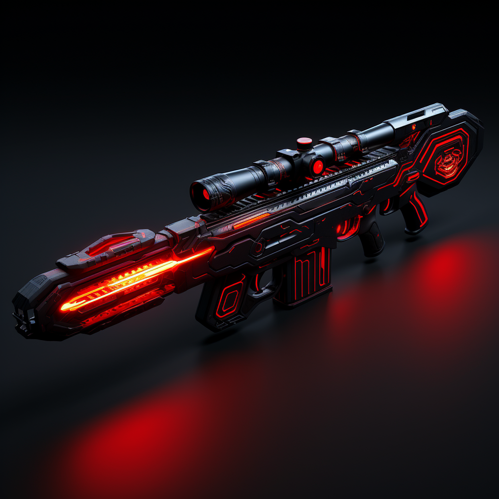 Futuristic sniper rifle with holographic red electricity ⚡