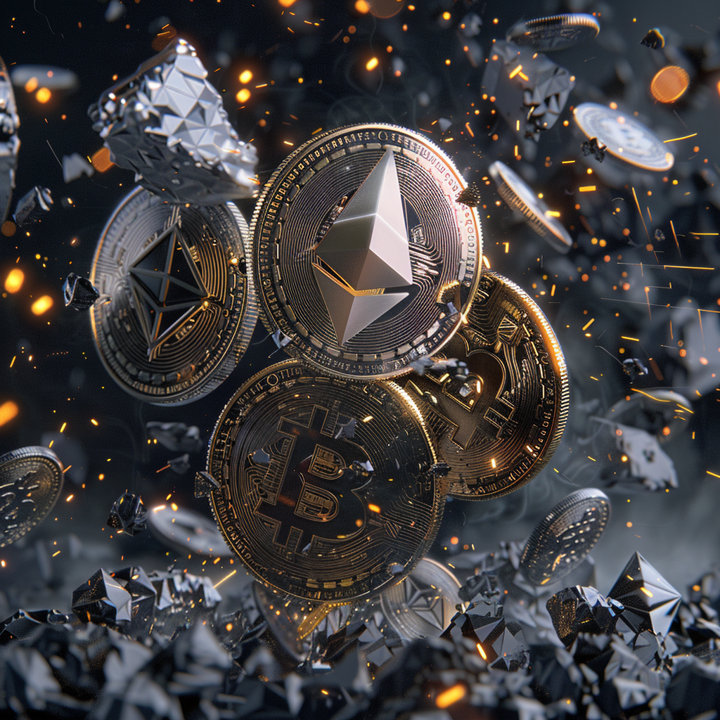 Falling Cryptocurrency Tokens Futuristic