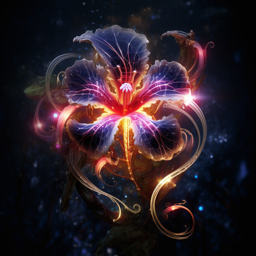 Futuristic flower and snake hybrid artwork