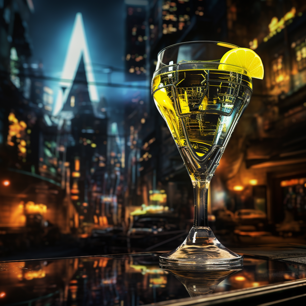 Futuristic gin lemon in cyberpunk environment