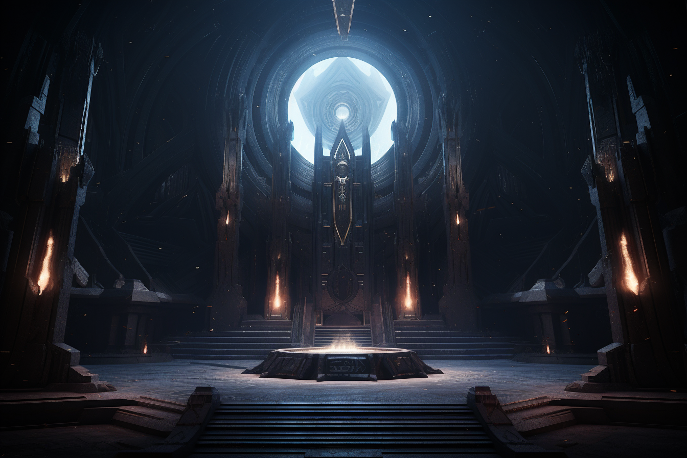 Futuristic obsidian throne room