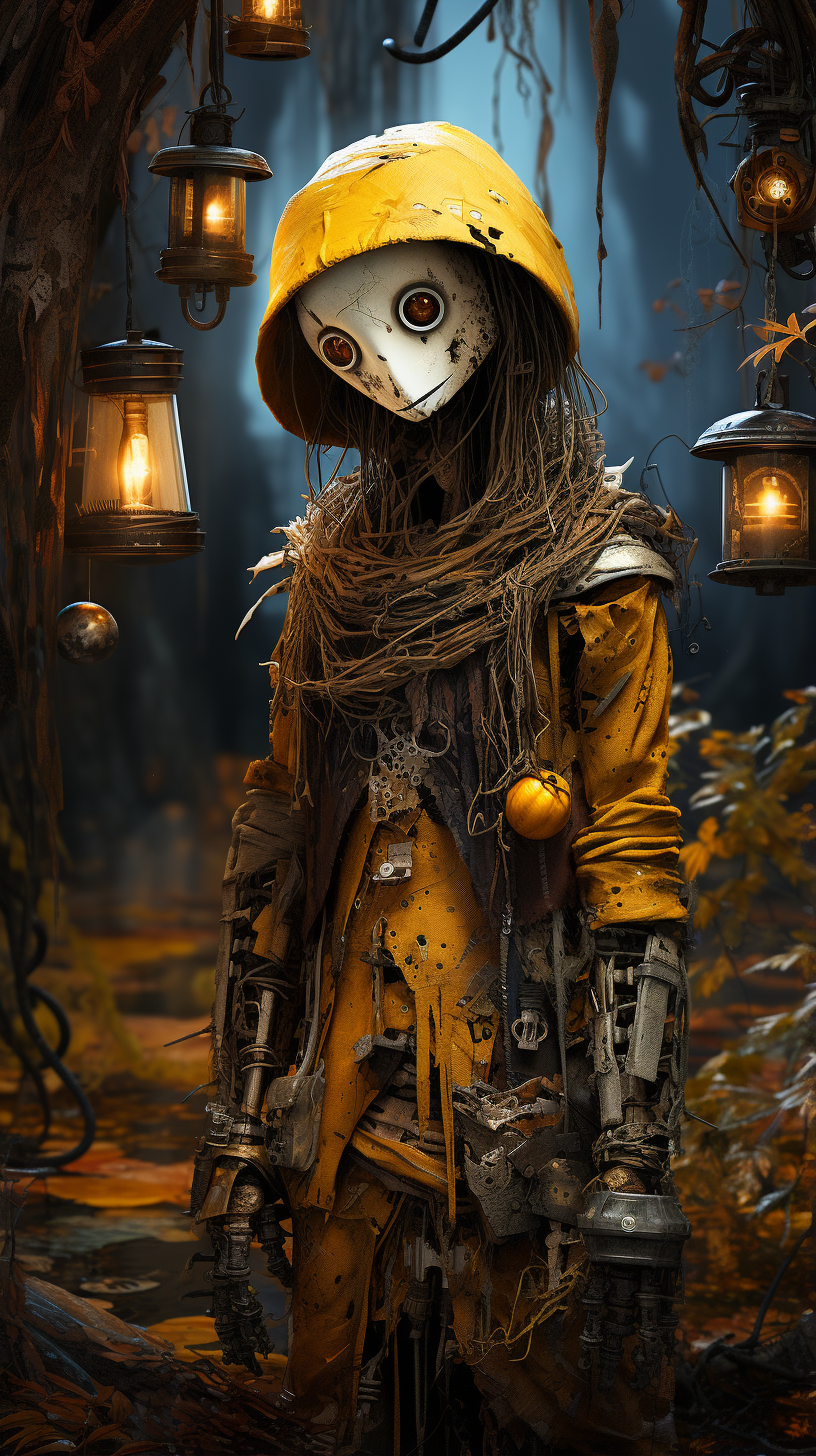 Whimsical Halloween Scarecrow Artwork