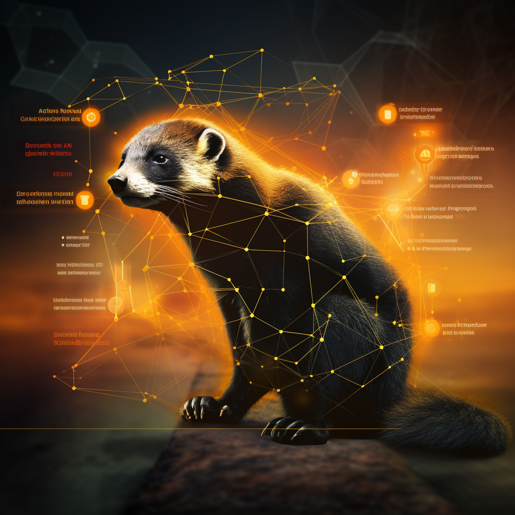 Futuristic honey badger network illustration